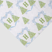 Blue Chinoiserie Christmas Tree Monogram Crest Tissuepapier (Detail)