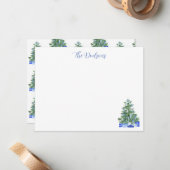 Blue Chinoiserie Christmas Tree Notitiekaartje (Voorkant / Achterkant in situ)