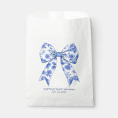 Blue Chinoiserie Coquette Bow Baby shower Bedankzakje (Voorkant)