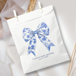 Blue Chinoiserie Coquette Bow Baby shower Bedankzakje