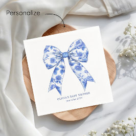 Blue Chinoiserie Coquette Bow Baby shower Servet