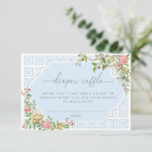 Blue Chinoiserie Diaper Raffle Ticket - Tranon Informatiekaartje (Staand voorkant)