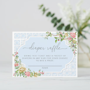 Blue Chinoiserie Diaper Raffle Ticket - Trianon Informatiekaartje