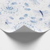 Blue Chinoiserie Dragonfly Floral Cadeaupapier (Hoek)
