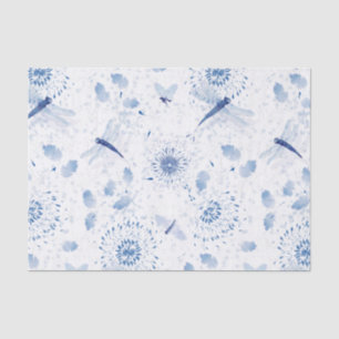 Blue Chinoiserie Dragonfly Floral Tissuepapier