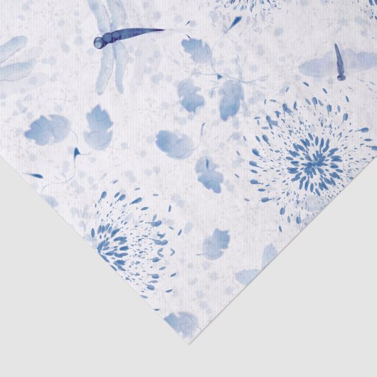 Blue Chinoiserie Dragonfly Floral Tissuepapier (Detail)