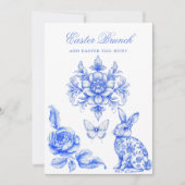 Blue Chinoiserie Easter Brunch Egg Hunt Kaart (Voorkant)