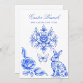 Blue Chinoiserie Easter Brunch Egg Hunt Kaart (Voorkant / Achterkant)