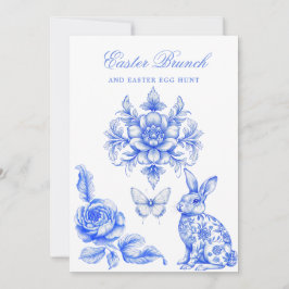 Blue Chinoiserie Easter Brunch Egg Hunt Kaart