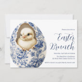 Blue Chinoiserie Egg Easter Brunch Invitation (Voorkant)