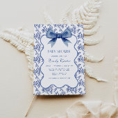  Blue Chinoiserie Elegant Bow Baby shower Kaart