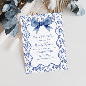  Blue Chinoiserie Elegant Bow Baby shower Kaart