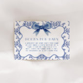  Blue Chinoiserie Elegant Bow Book voor Baby Informatiekaartje