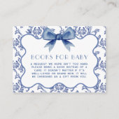 Blue Chinoiserie Elegant Bow Book voor Baby Informatiekaartje (Voorkant)