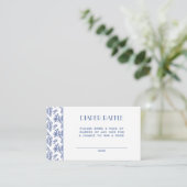 Blue Chinoiserie Elegant Bow Luier Raffle Informatiekaartje (Staand voorkant)