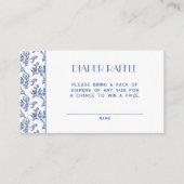 Blue Chinoiserie Elegant Bow Luier Raffle Informatiekaartje (Voorkant)