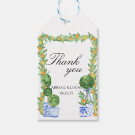 Blue Chinoiserie en Topiary Gift Label Cadeaulabel