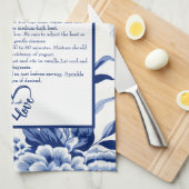 Blue Chinoiserie Family Recipe Keepsake Custom  Theedoek (Quarter Fold)
