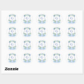 Blue Chinoiserie Feestdagen Crest Envelope Seal Ronde Sticker (Vel)