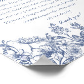 Blue Chinoiserie Flora Diaper Thoughts Baby Shower Poster (Hoek)