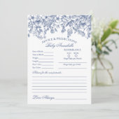 Blue Chinoiserie Floral Advies voor Baby Kaart (Staand voorkant)