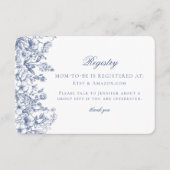 Blue Chinoiserie Floral Baby Registry Card Informatiekaartje (Voorkant)