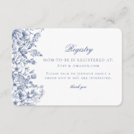 Blue Chinoiserie Floral Baby Registry Card Informatiekaartje