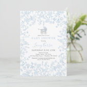 Blue Chinoiserie floral baby shower Invitation Kaart (Staand voorkant)