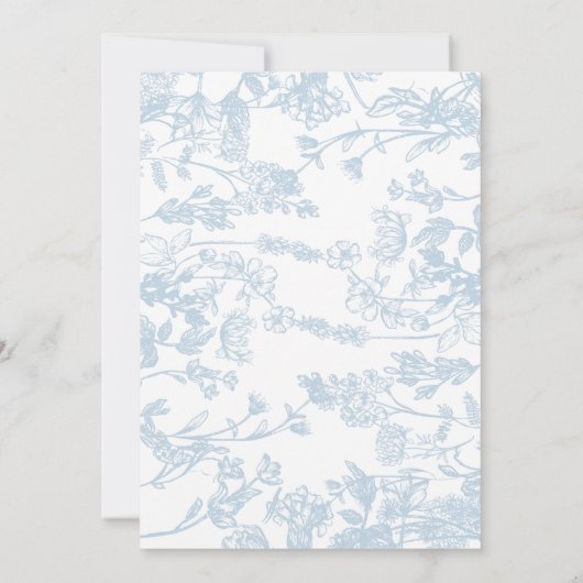 Blue Chinoiserie floral baby shower Invitation Kaart (Achterkant)