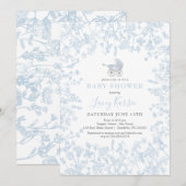 Blue Chinoiserie floral baby shower Invitation Kaart (Voorkant / Achterkant)
