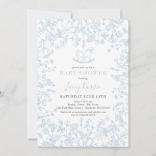 Blue Chinoiserie floral baby shower Invitation Kaart