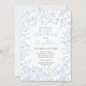 Blue Chinoiserie Floral Baby shower Invitation, Kaart (Voorkant)