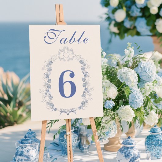 Blue Chinoiserie Floral Botanical Wedding Kaart