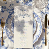 Blue Chinoiserie Floral Botanical Wedding Menu