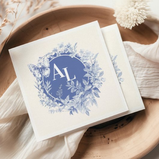 Blue Chinoiserie Floral Botanical Wedding Servet