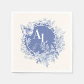 Blue Chinoiserie Floral Botanical Wedding Servet (Voorkant)