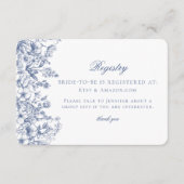 Blue Chinoiserie Floral Bridal Registry Card Informatiekaartje (Voorkant)