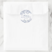 Blue Chinoiserie Floral Bridal Shower Envelope Ronde Sticker (Tas)