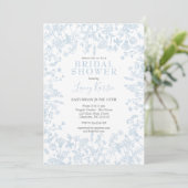 Blue Chinoiserie Floral Bridal Shower uitnodiging, Kaart (Staand voorkant)