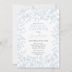 Blue Chinoiserie Floral Bridal Shower uitnodiging, Kaart