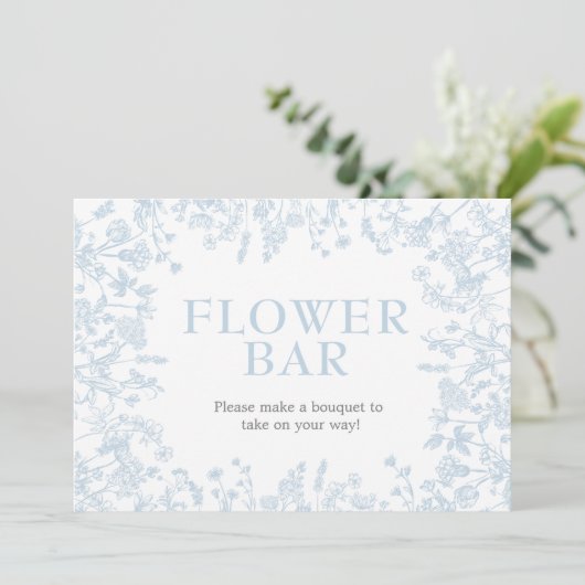 Blue Chinoiserie Floral Bridal Shower uitnodiging, Kaart (Staand voorkant)