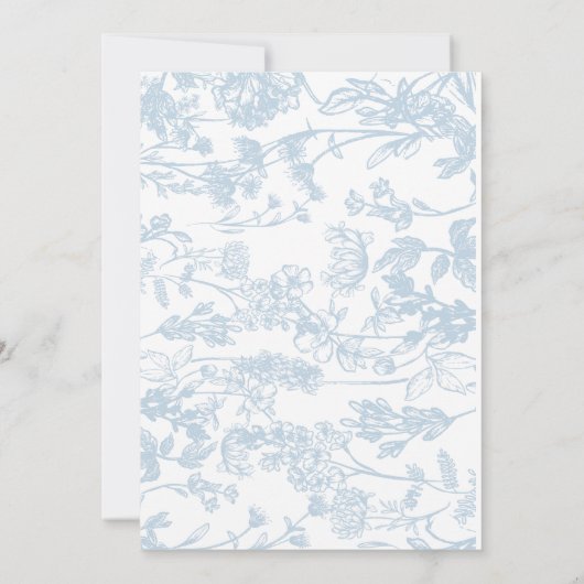 Blue Chinoiserie Floral Bridal Shower uitnodiging, Kaart (Achterkant)