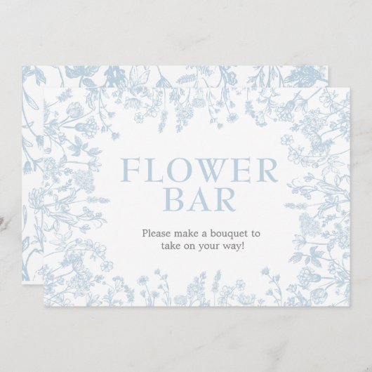 Blue Chinoiserie Floral Bridal Shower uitnodiging, Kaart (Voorkant / Achterkant)