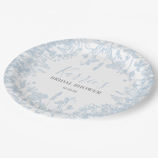 Blue Chinoiserie Floral Bridal Shower uitnodiging, Papieren Bordje (Gekanteld)