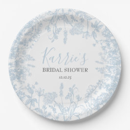 Blue Chinoiserie Floral Bridal Shower uitnodiging, Papieren Bordje