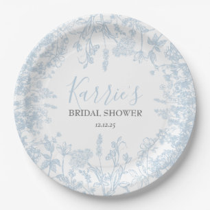 Blue Chinoiserie Floral Bridal Shower uitnodiging, Papieren Bordje