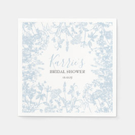 Blue Chinoiserie Floral Bridal Shower uitnodiging, Servet