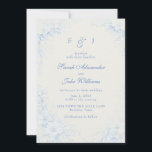 Blue Chinoiserie Floral Cream Wedding Kaart<br><div class="desc">Blue Chinoiserie Floral Blue Text Cream background wedding invitation.</div>