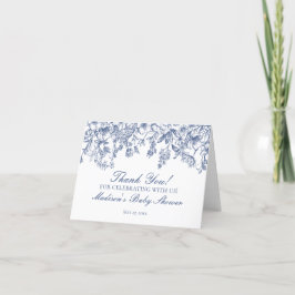 Blue Chinoiserie Floral Dank u kaart