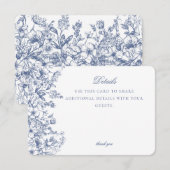 Blue Chinoiserie Floral Details Kaart Uitnodiging (Voorkant / Achterkant)